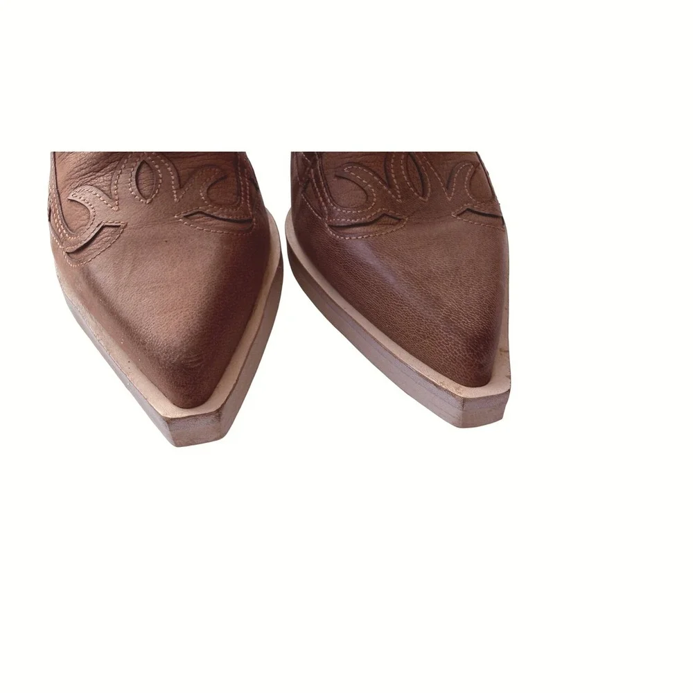 Dolce Vita  Ramson Brown Leather Western Ankle Boots  10 Cowgirl  Boho Festival